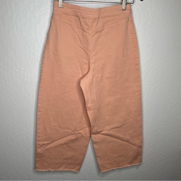 Tu Women’s 8R Denim Wide Leg Crop Pant Frayed Hem Pastel Orange Sherbert Spring - Picture 6 of 10